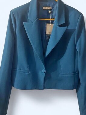 Alcott Teal Cropped Single-Button Blazer